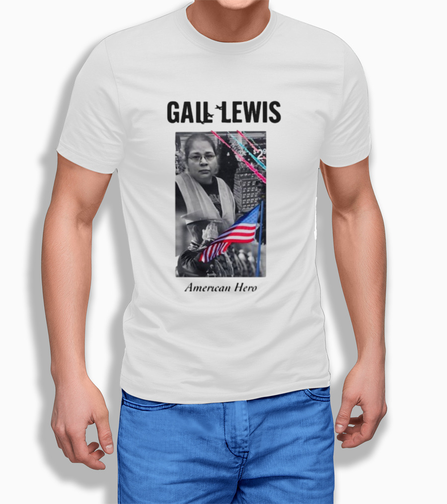 Gail Lewis American Hero Holding Flag Patriotic T-Shirt