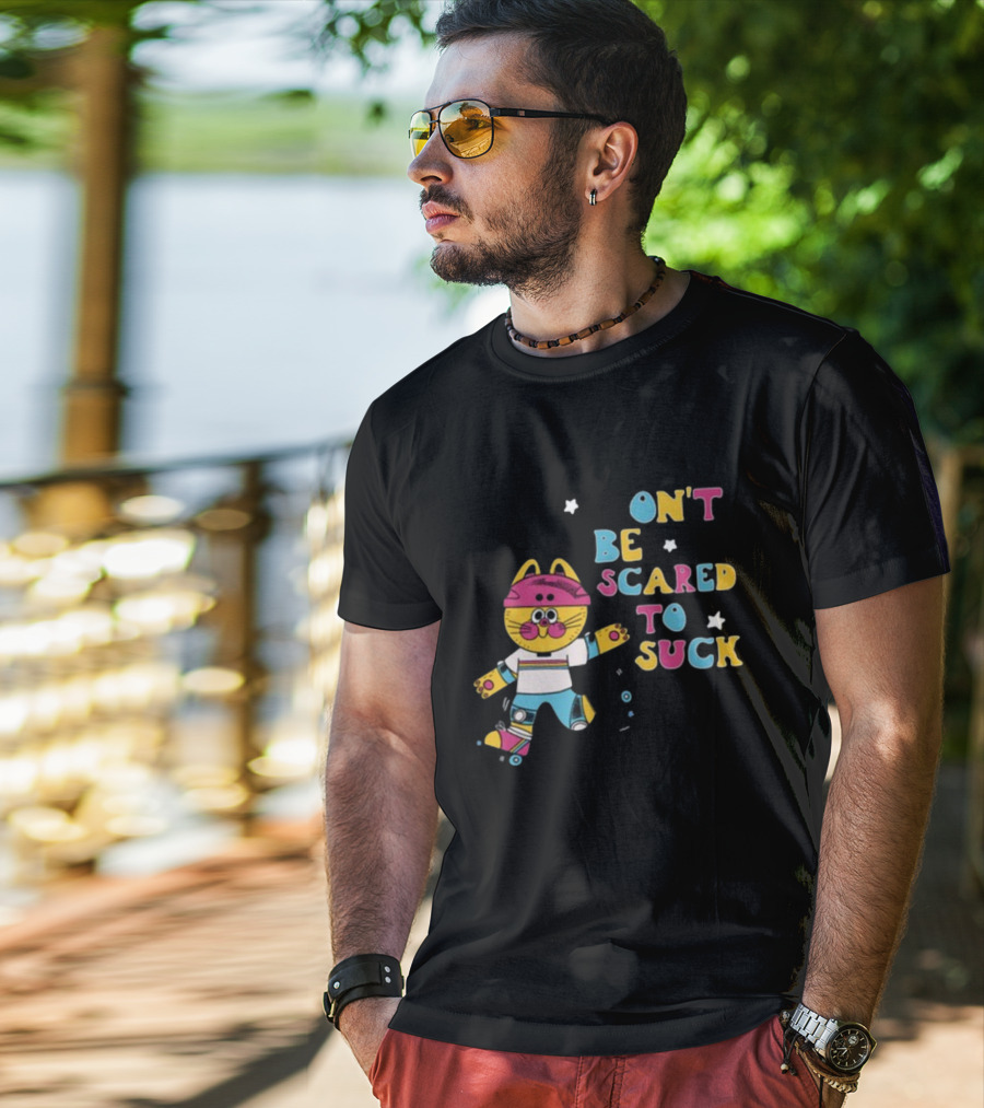 Don't Be Scared To Suck Pinkgabbercat Skateboarding Cat T-Shirt