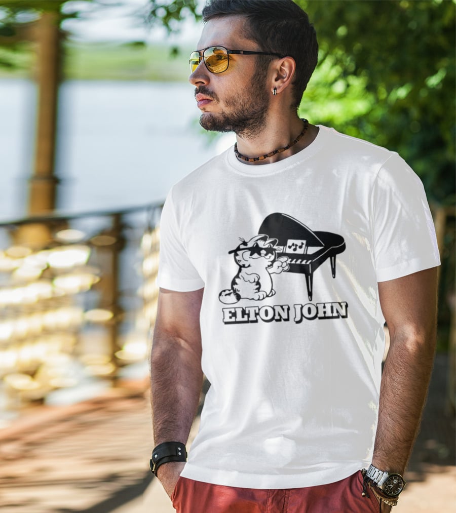 Garf At The Piano With Elton John Motif T-Shirt