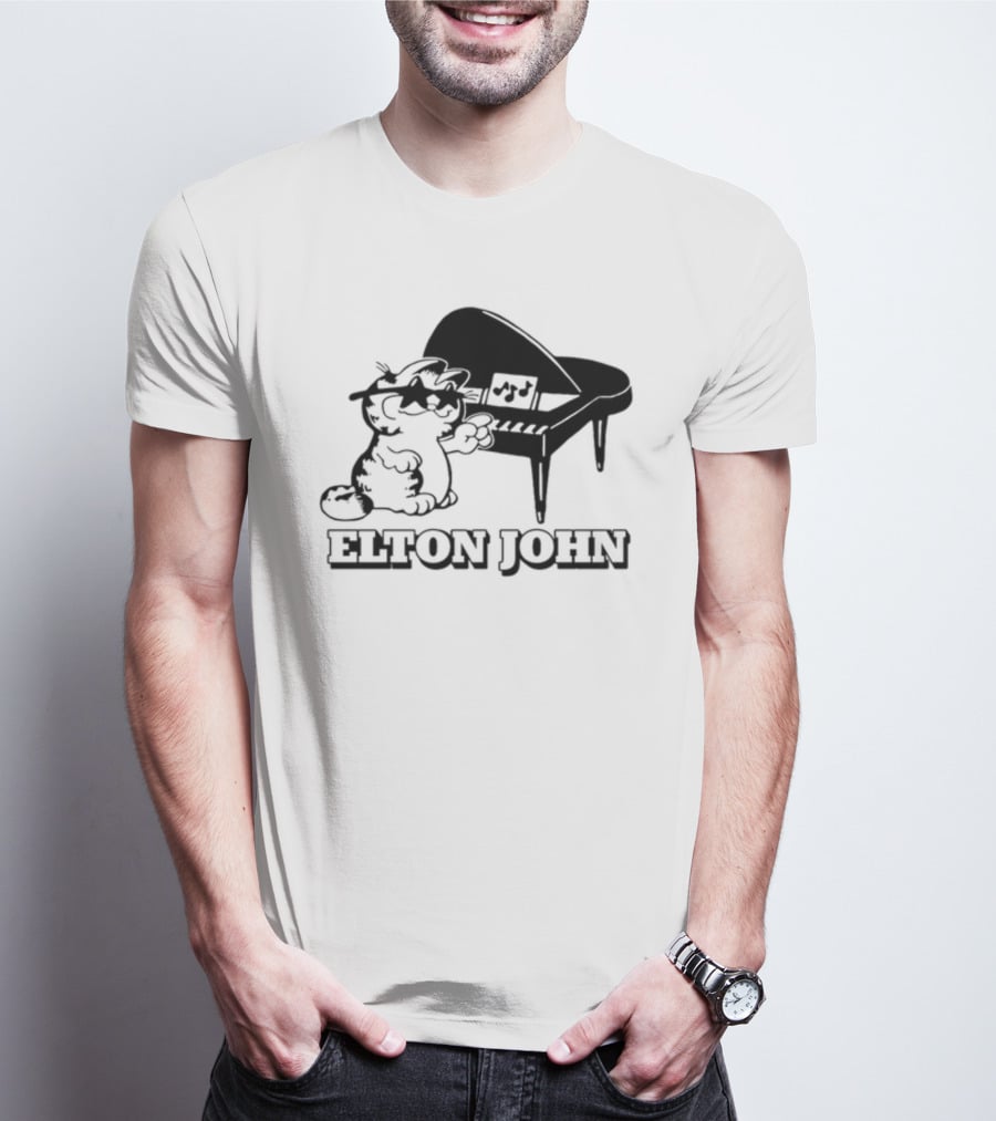 Garf At The Piano With Elton John Motif T-Shirt