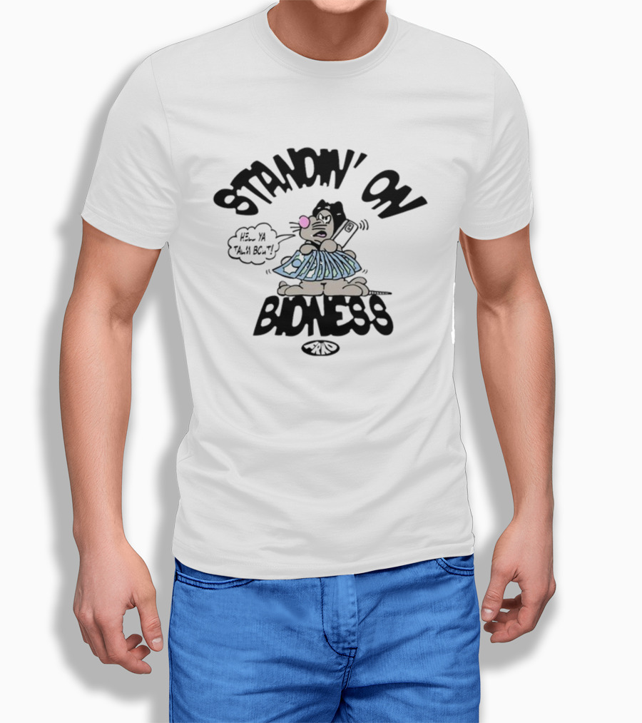 Standin On Bidness Cartoon Character Holding Money T-Shirt