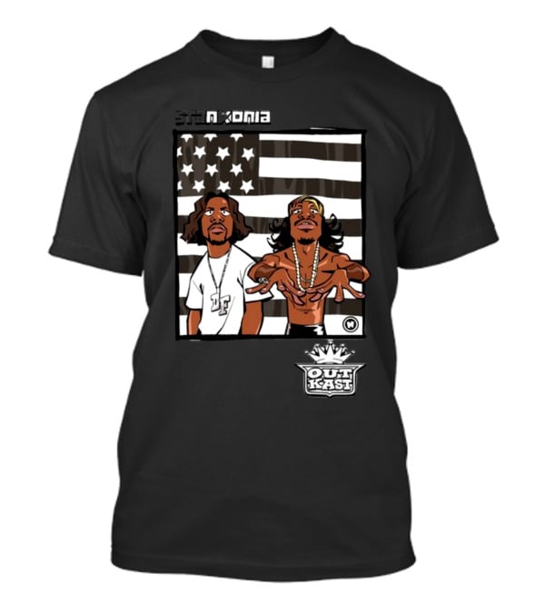Stankonia Outkast Cartoon Style Stars And Stripes Duo Art By Nuri Durr T-Shirt