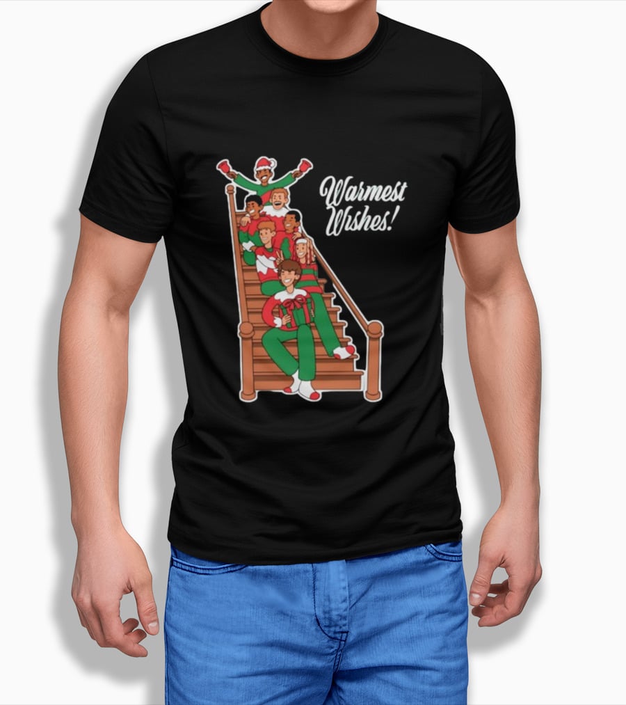 Warmest Wishes Holiday Family Celebration On Stairs T-Shirt
