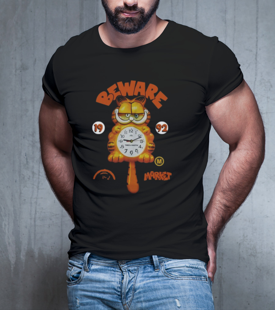 Beware Market Garfield 1992 Times And Waits Clock M T-Shirt