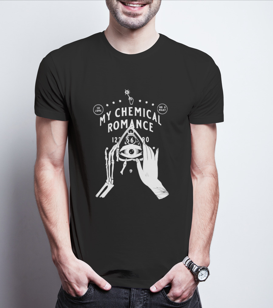 My Chemical Romance Spirit Board So Long Good Night Skeleton Hand Eye T-Shirt