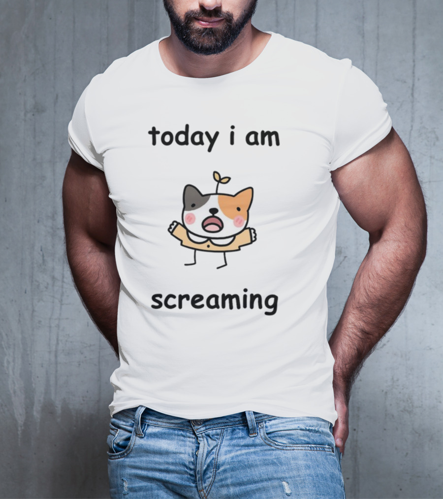 Today I Am Screaming Corgi Cartoon With Leaf Sprout T-Shirt