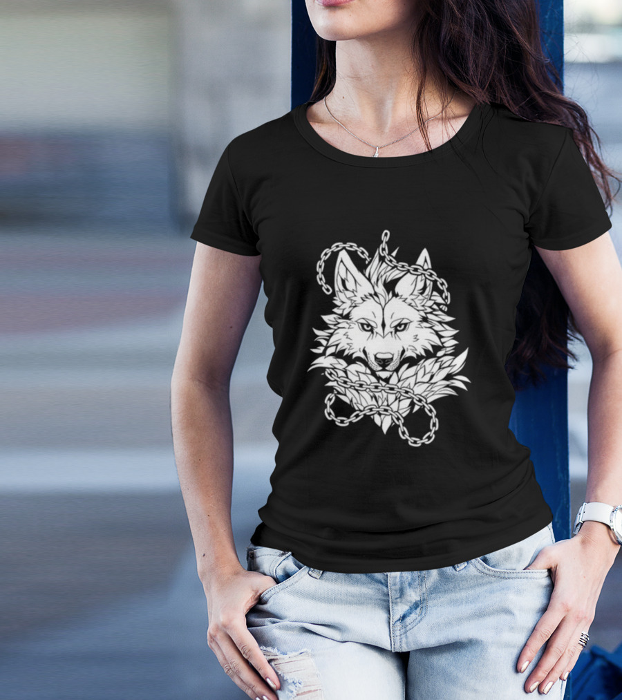 Wolf Head Enclosed By Chains T-Shirt