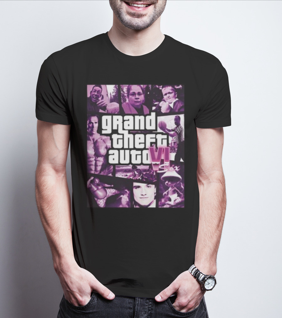 Grand Theft Auto VI Six Galleryno8 Purple Collage T-Shirt