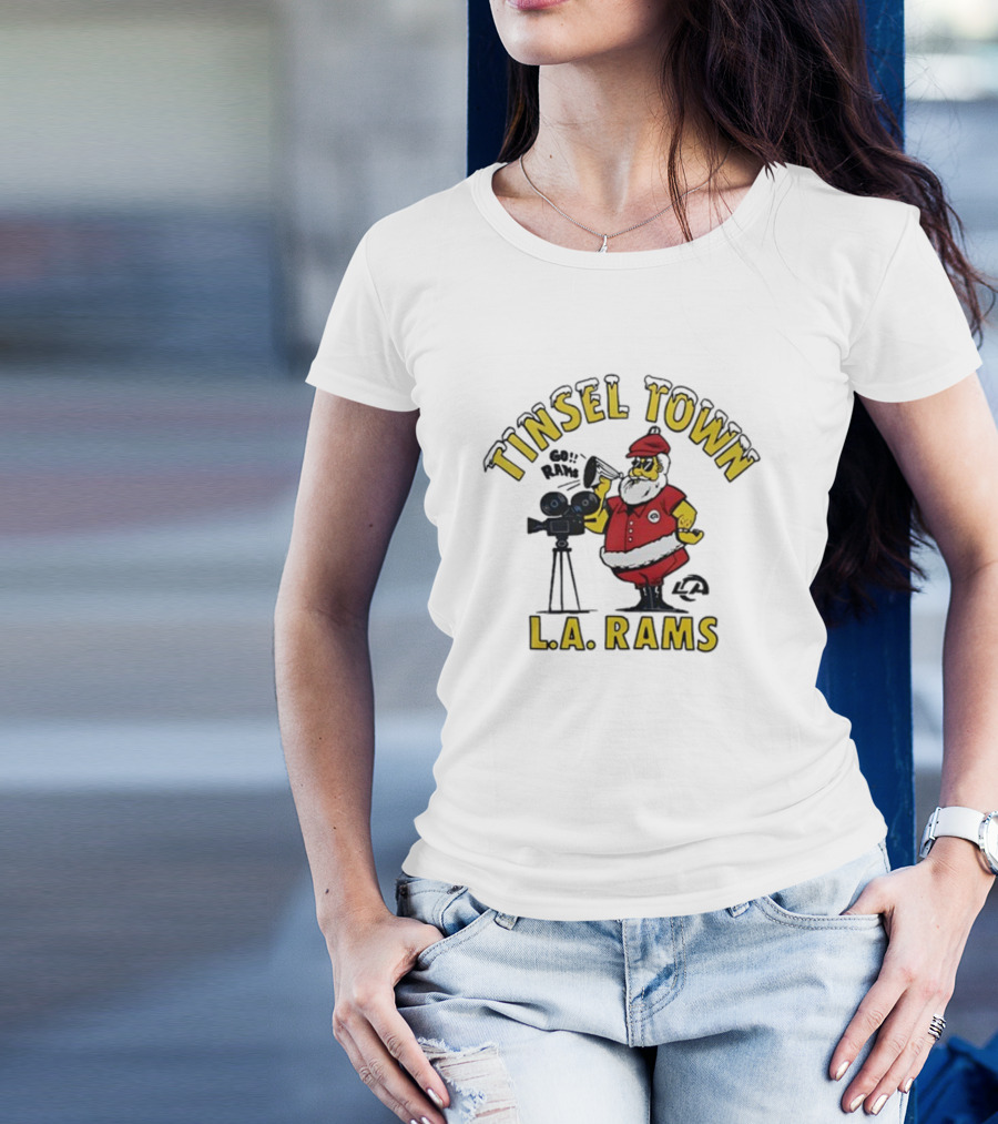 Tinsel Town L.A. Rams Santa Christmas T-Shirt