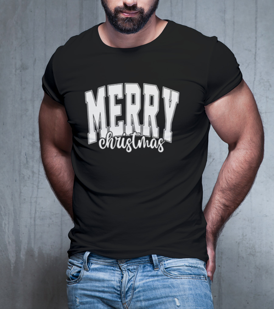 Merry Christmas Simple Classic Bold Festive Text T-Shirt