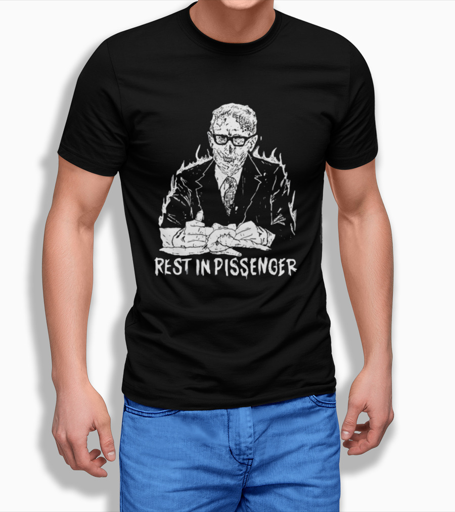 Punkwithacamera Rest In Pissenger Skeleton Suit Flames T-Shirt