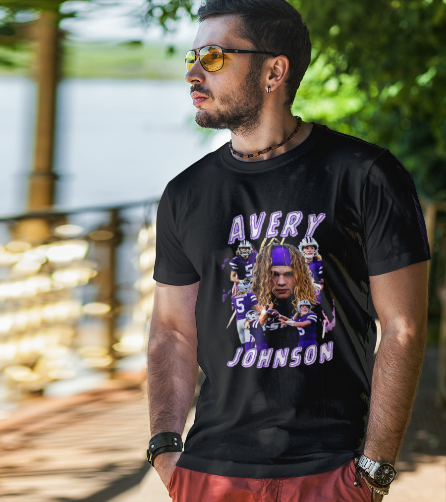 Avery Johnson Football Player Purple Jersey Action Images T-Shirt
