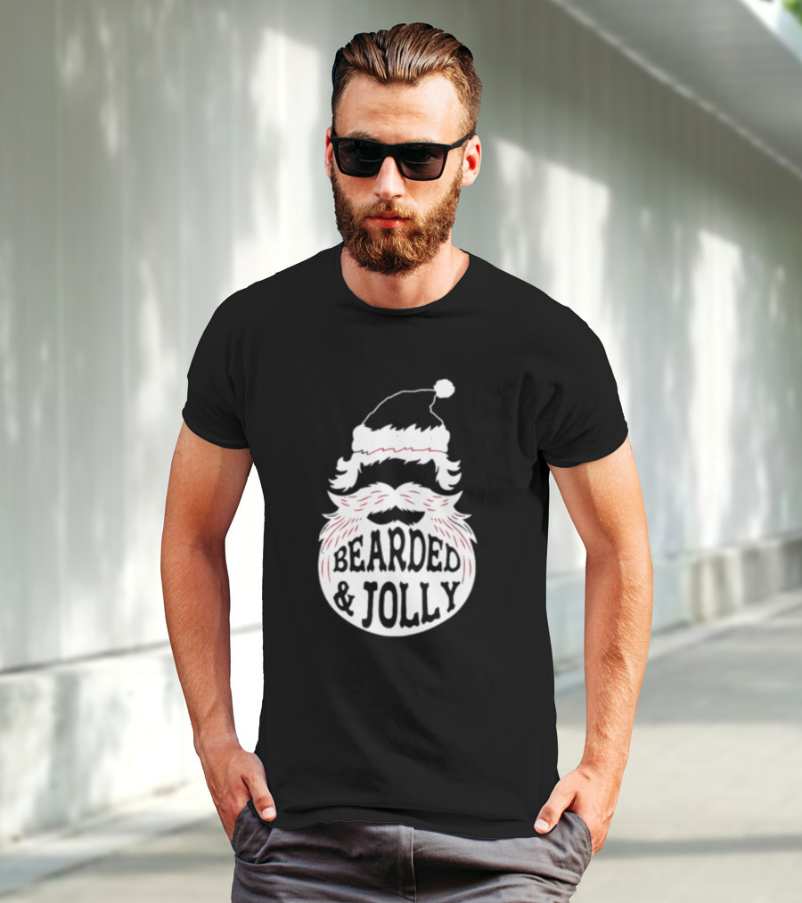 Mens Santa Claus Bearded And Jolly Christmas T-Shirt