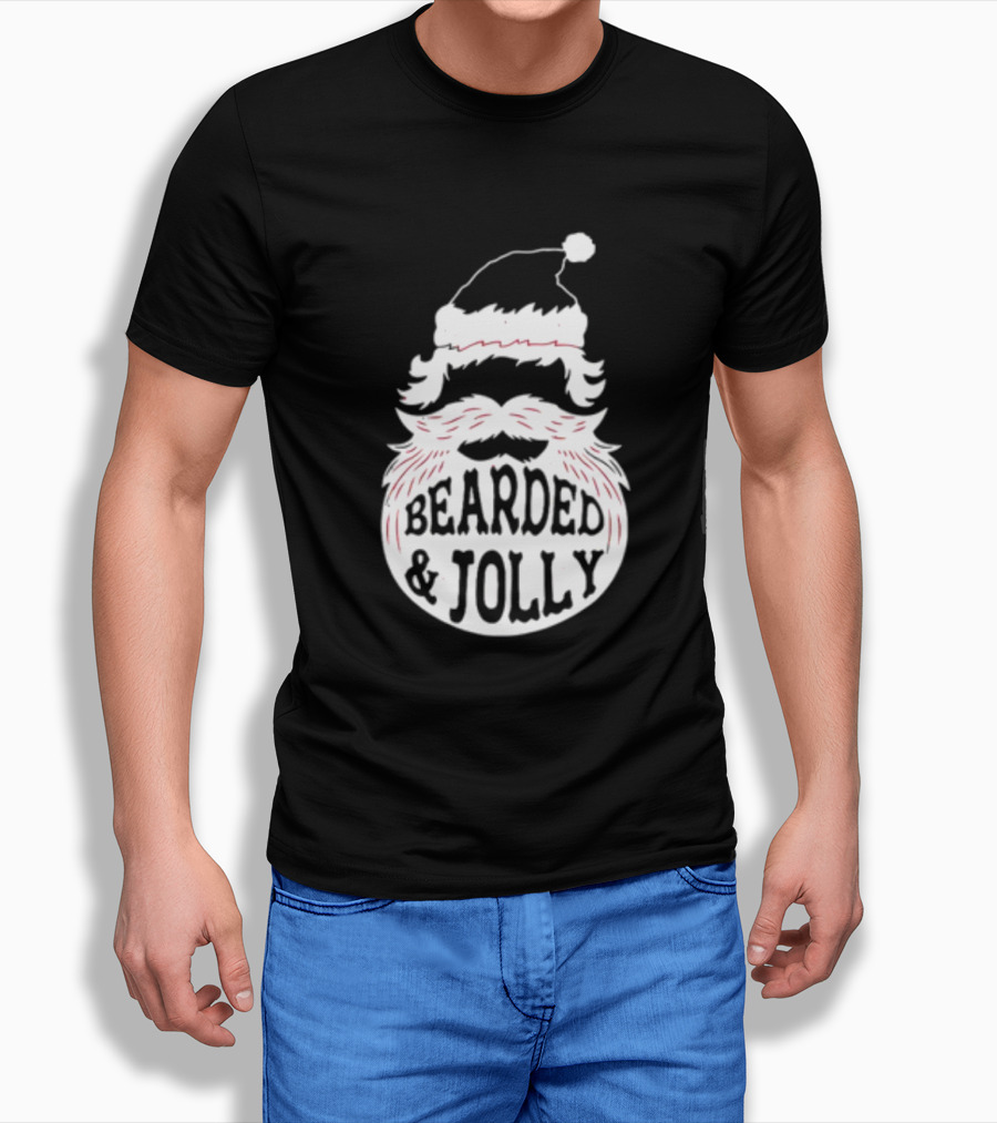 Mens Santa Claus Bearded And Jolly Christmas T-Shirt