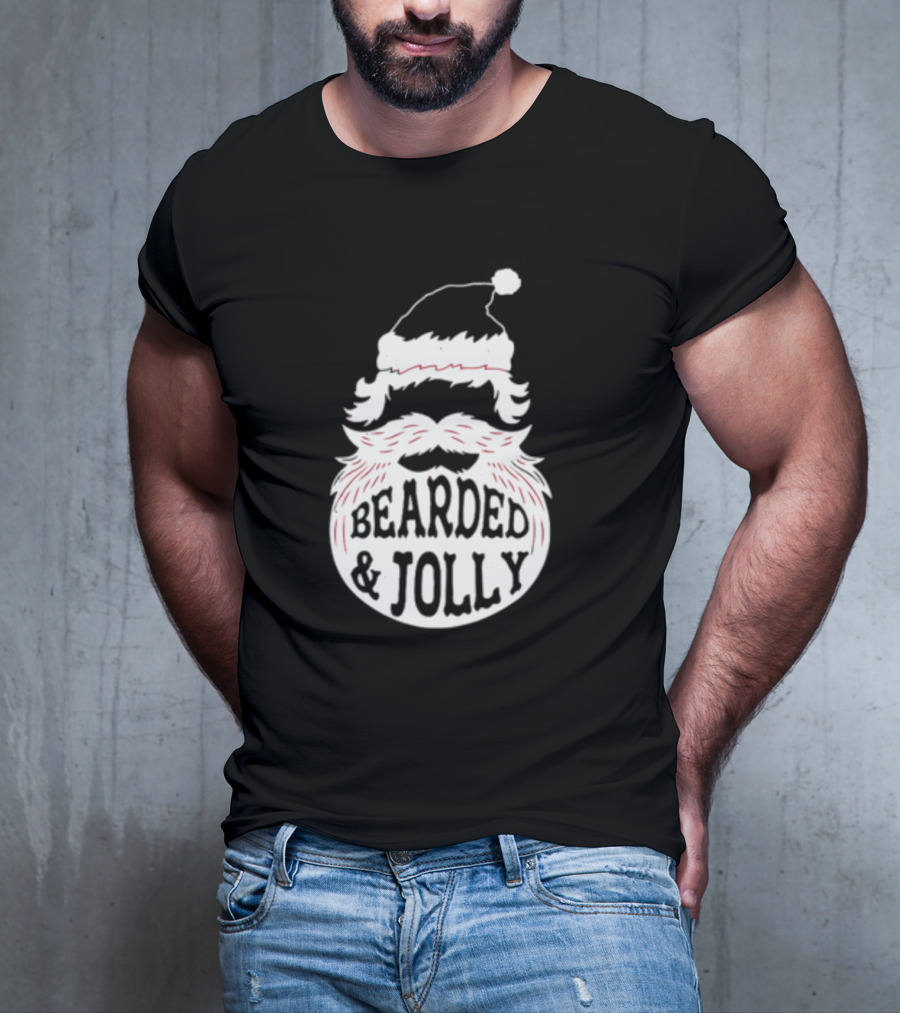 Mens Santa Claus Bearded And Jolly Christmas T-Shirt