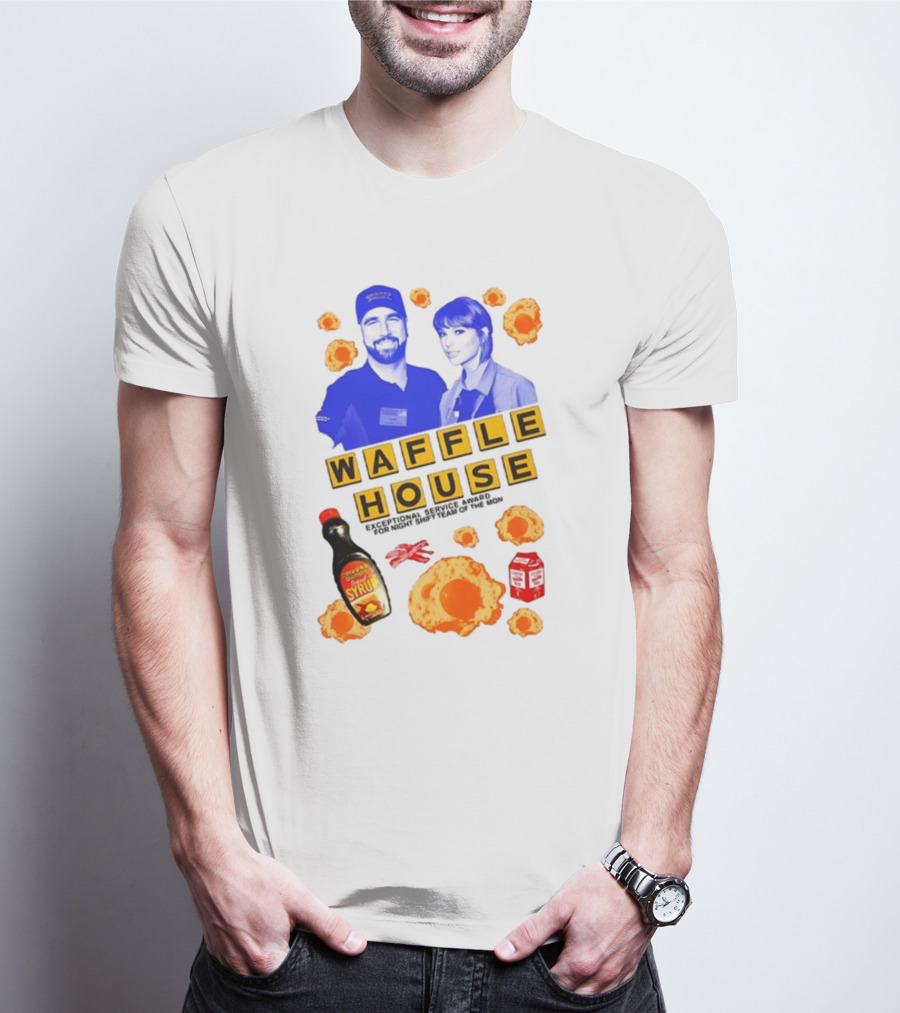 Waffle House Night Shift Team Exceptional Service Award Featuring Syrup Eggs And Milk T-Shirt