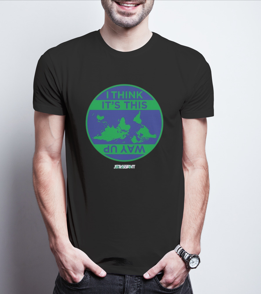 Jacksprat I Think It's This Way Up Green Blue Map T-Shirt