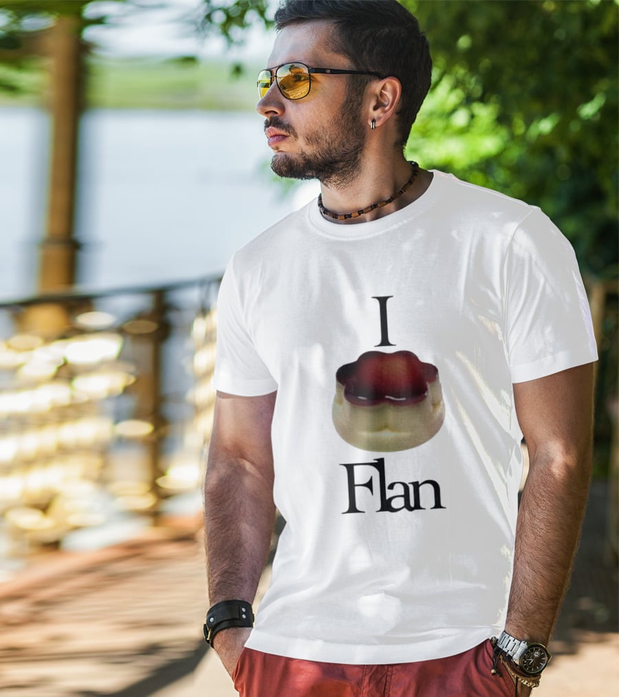 Cybermrcury I Love Flan Dessert Icon With Text Flan T-Shirt