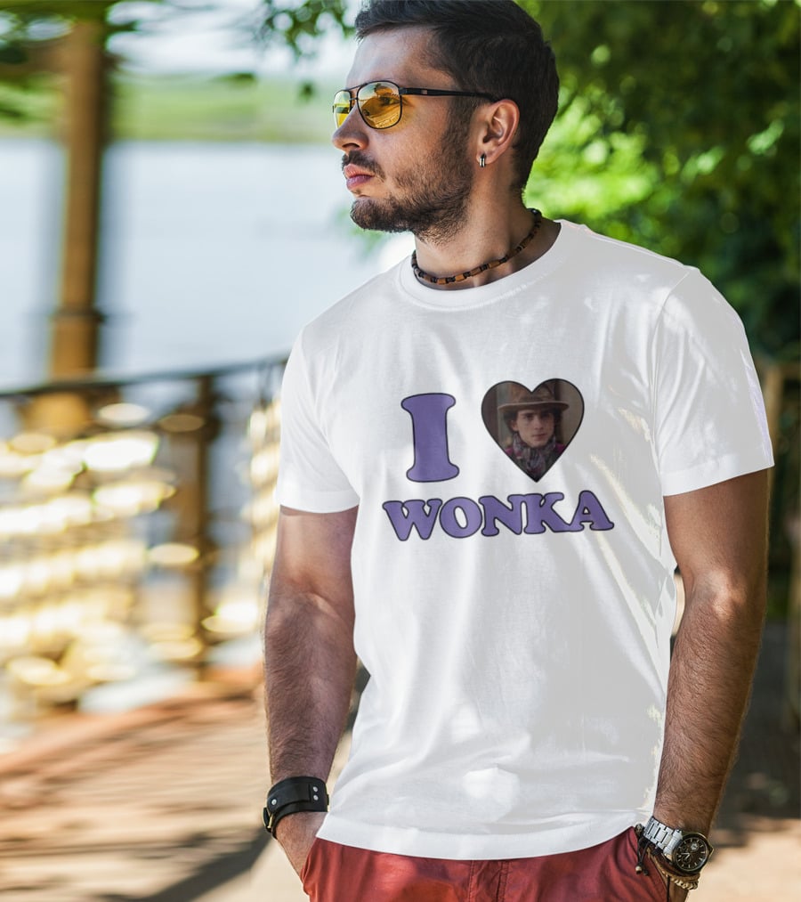 Mustardyardpress I Heart Wonka Hat And Scarf Character Image T-Shirt