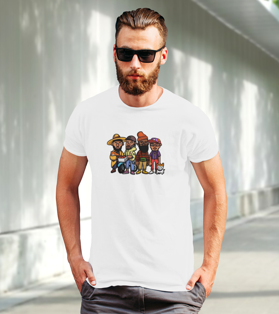 Lolwtferic Hipster Outfit Cartoon Crew With Dog T-Shirt