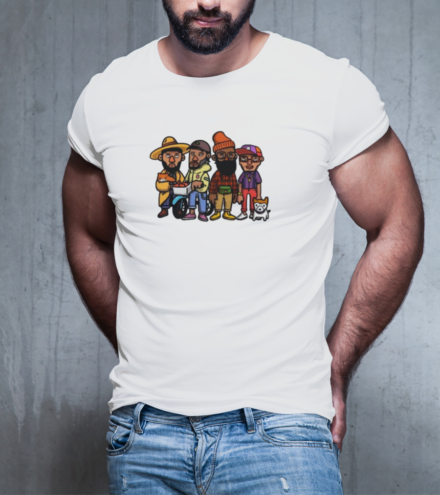 Lolwtferic Hipster Outfit Cartoon Crew With Dog T-Shirt