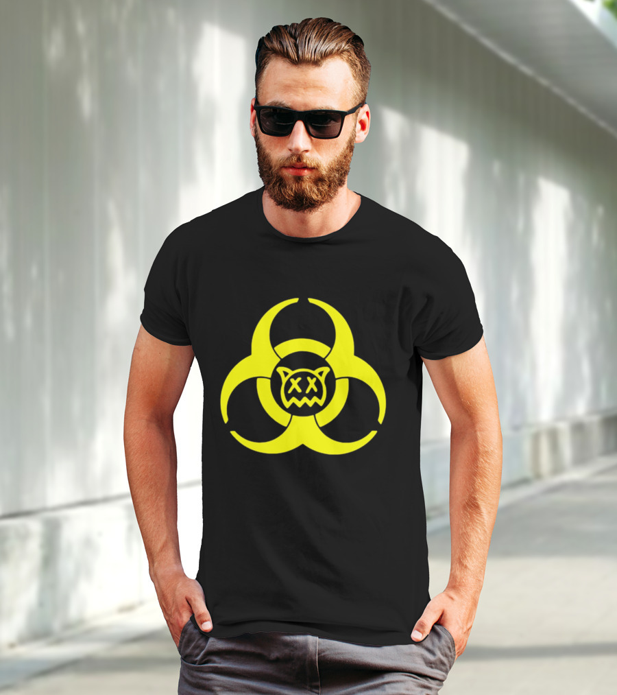 Ren Biohazard Symbol With X-Eyed Cat Face T-Shirt
