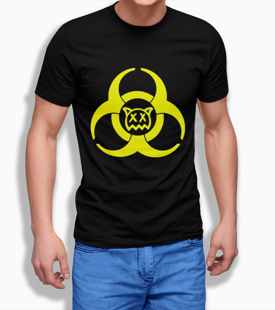 Ren Biohazard Symbol With X-Eyed Cat Face T-Shirt