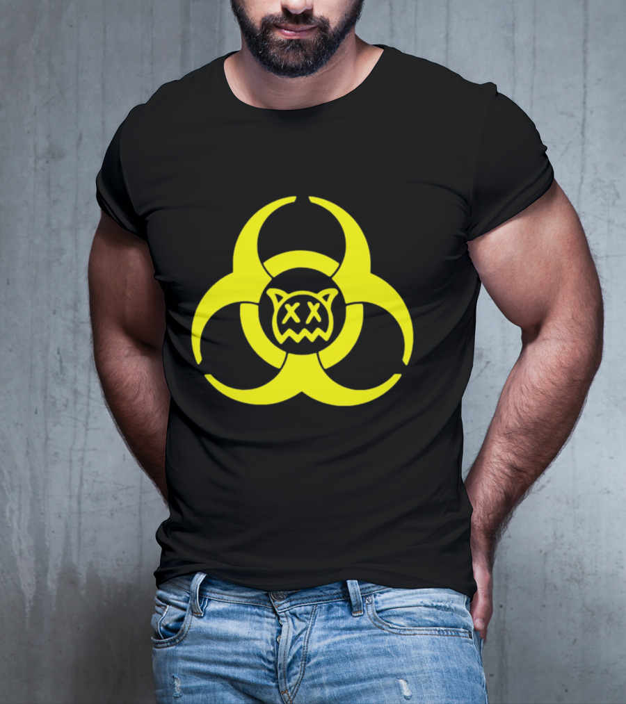Ren Biohazard Symbol With X-Eyed Cat Face T-Shirt