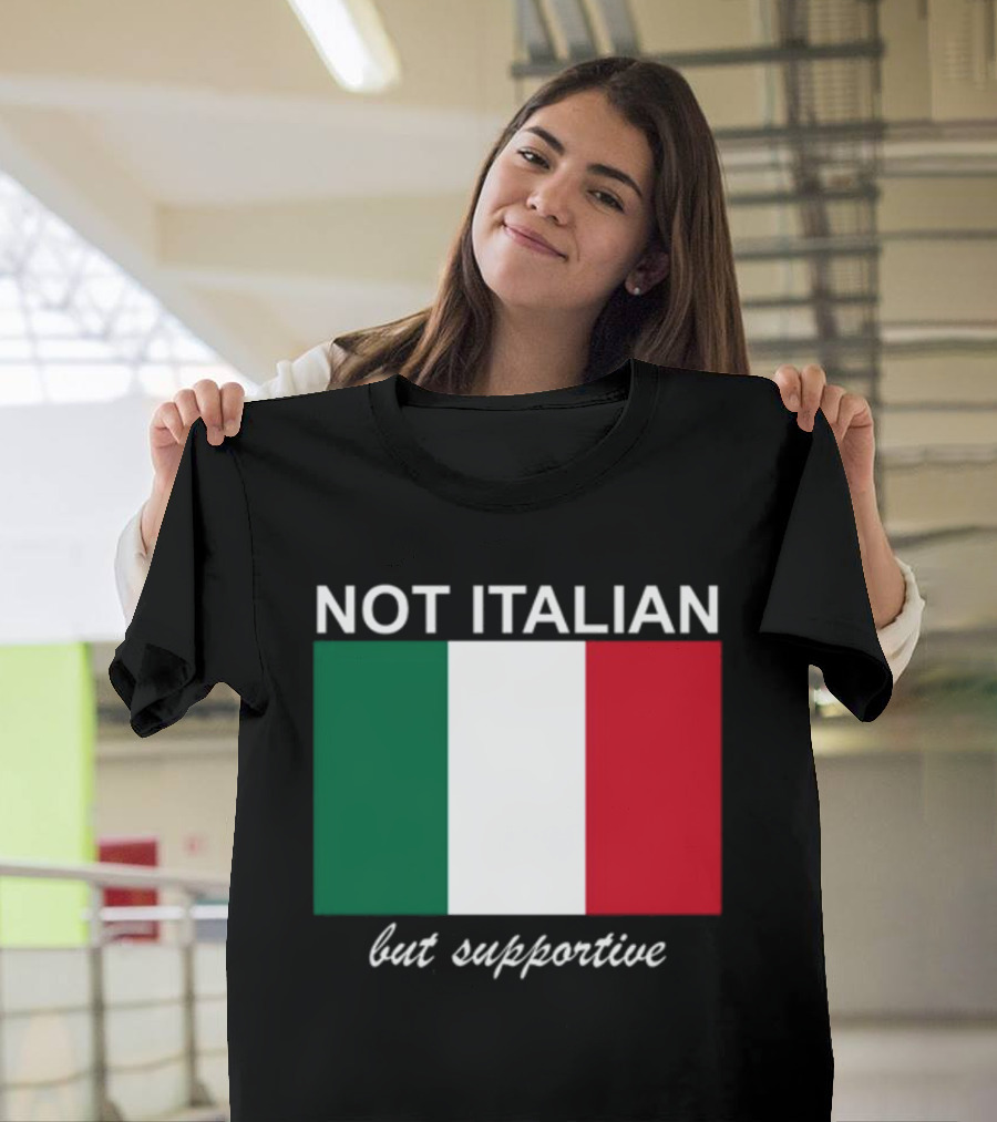 Big Cat Not Italian But Supportive Italian Flag T-Shirt