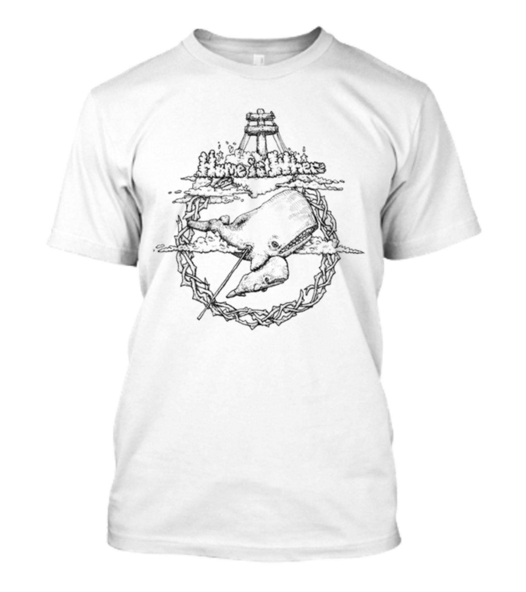 Home Is Where Whale In Lighthouse Clouds And Rope Circle T-Shirt
