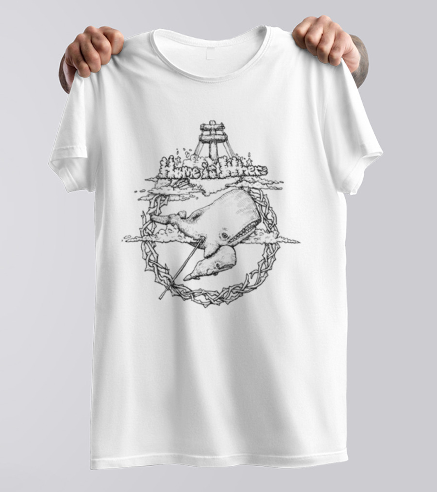 Home Is Where Whale In Lighthouse Clouds And Rope Circle T-Shirt