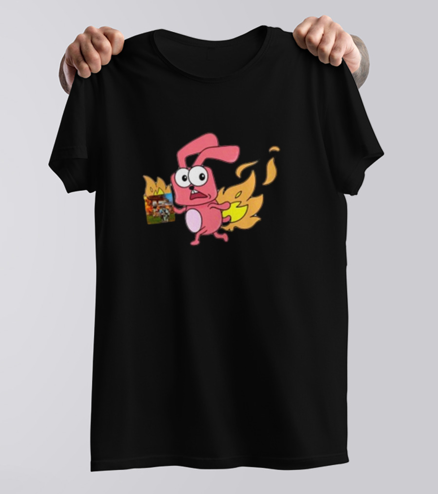 Idgafos Bunny With Flaming Tail Holding Book By Dillon Francis T-Shirt