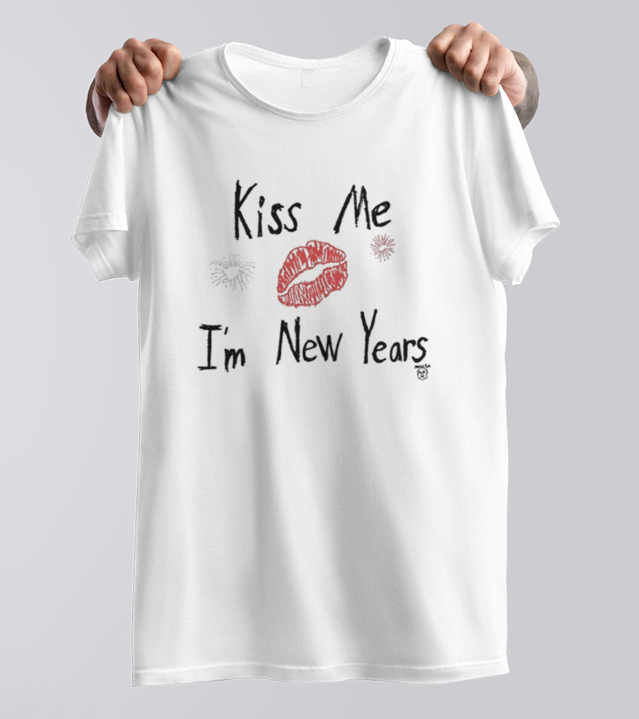 Kiss Me I'm New Years Marcuspork Fireworks Lips T-Shirt