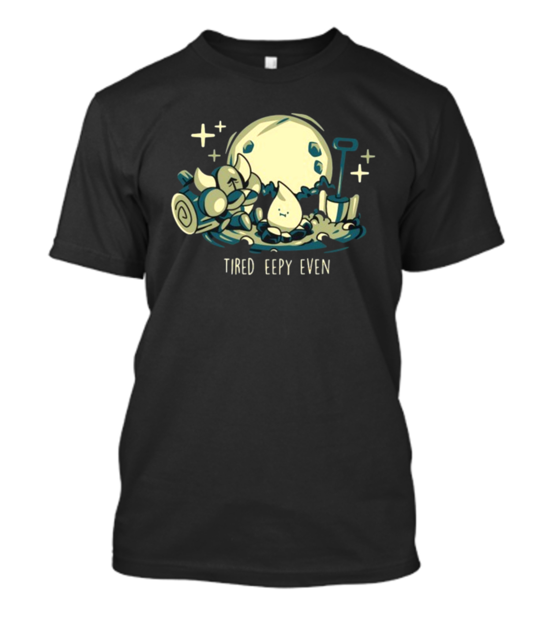 Tired Eepy Even Sleepy Characters Under Moonlit Sky T-Shirt