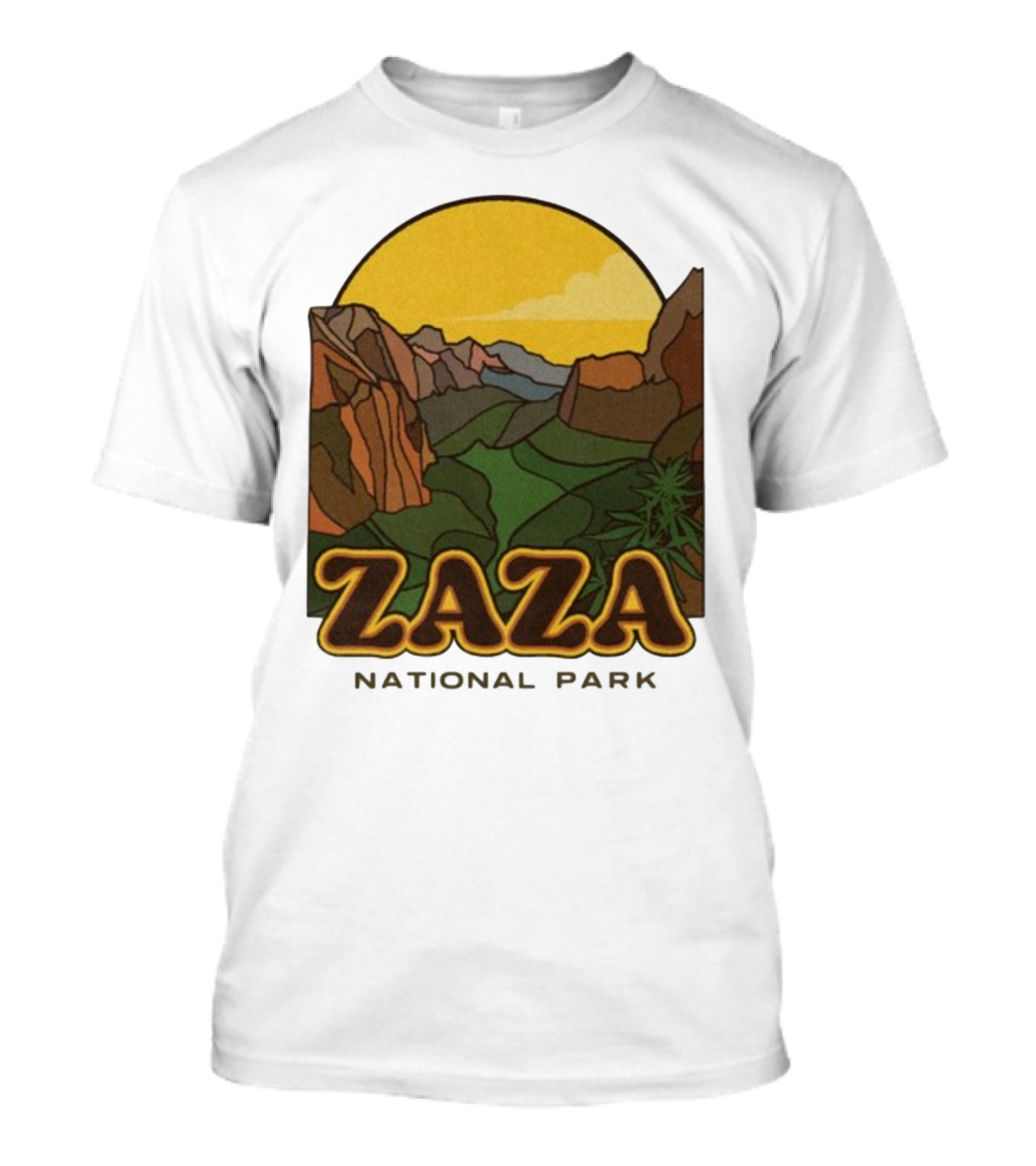 Zaza National Park Vintage Landscape With Mountains And Yellow Sunset T-Shirt