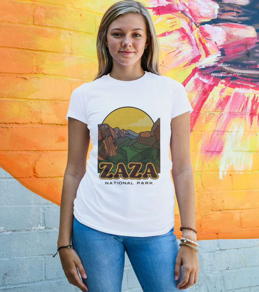 Zaza National Park Vintage Landscape With Mountains And Yellow Sunset T-Shirt
