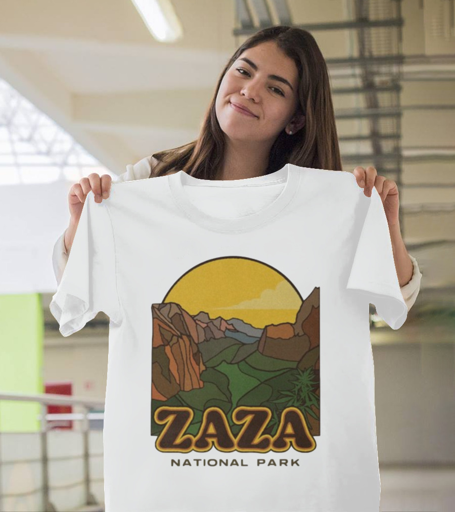 Zaza National Park Vintage Landscape With Mountains And Yellow Sunset T-Shirt