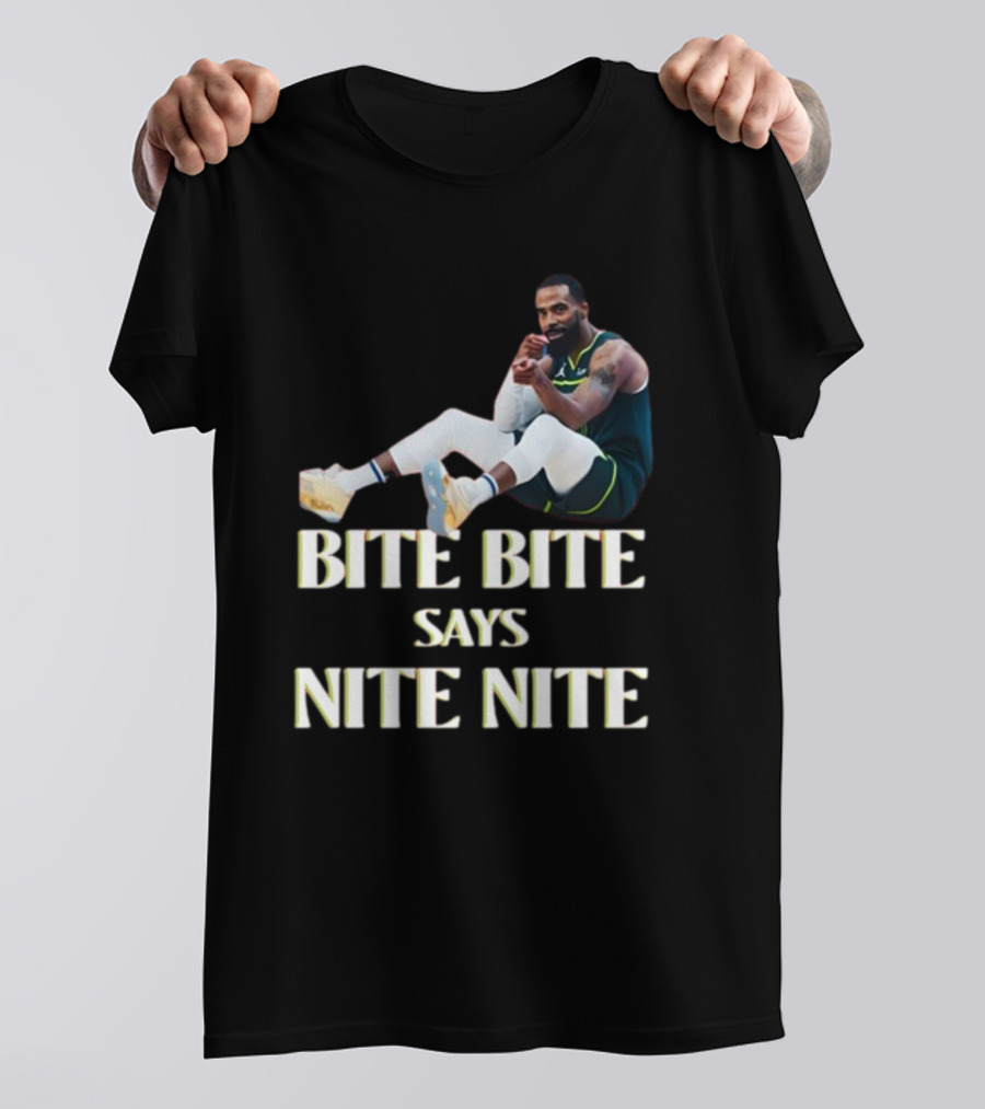 Bite Bite Says Nite Nite Basketball Player Sitting Pose T-Shirt