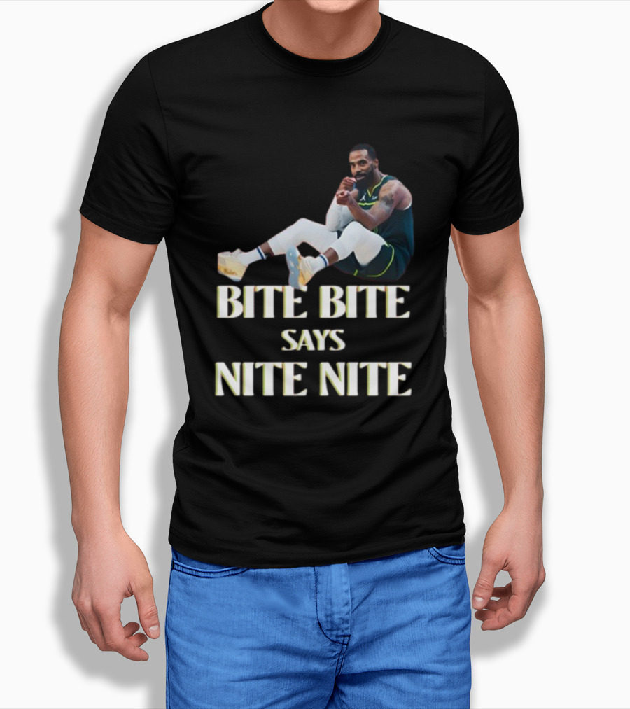 Bite Bite Says Nite Nite Basketball Player Sitting Pose T-Shirt