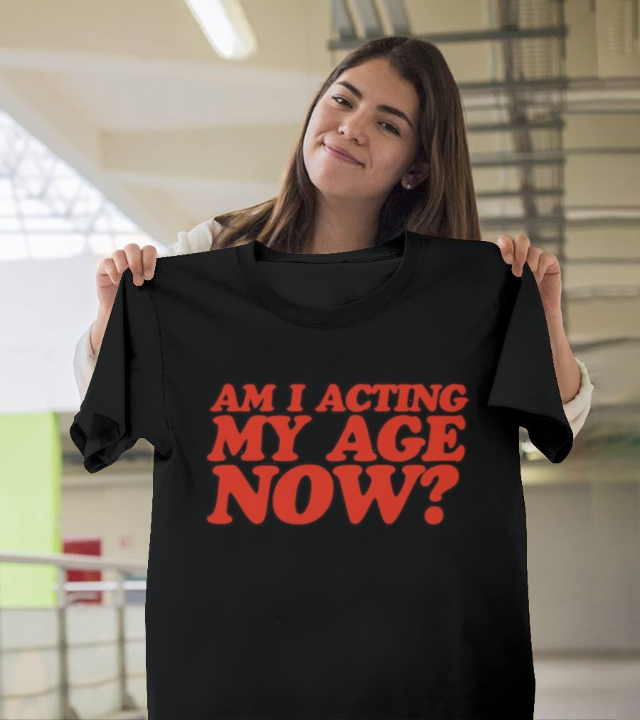Am I Acting My Age Now Bold Red Question T-Shirt