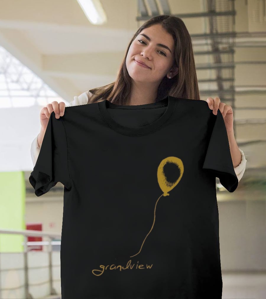 Yellow Balloon Sketch With 'Grandview' Script T-Shirt