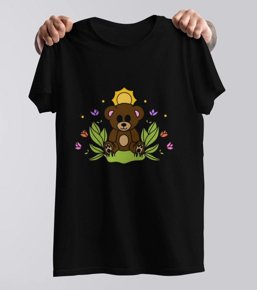 Take It Easy On Yourself Themindfulbutterflyy Bear With Flowers And Sunburst T-Shirt