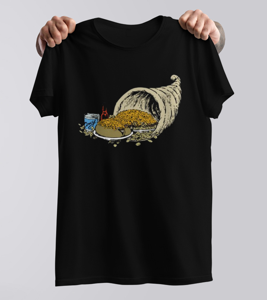 Cincy S Cincy Copia Cornucopia Chili Spaghetti And Hot Sauce T-Shirt
