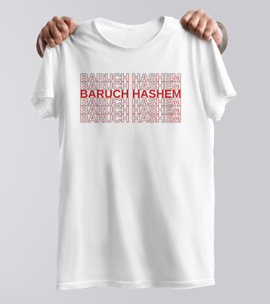 Max Mannis Baruch Hashem Repeated Text Red T-Shirt