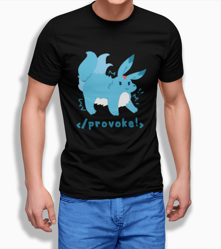 Provoke Pokemon Inspired Blue Character With Coding Element T-Shirt