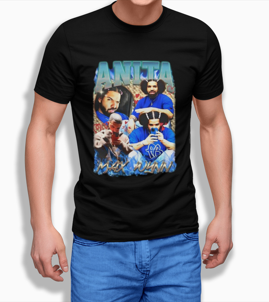 Anita Max Wynn Goofy Garms Blue Photography Collage T-Shirt