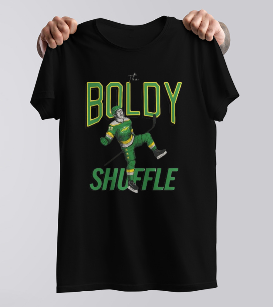 Hockeylodge Boldy Shuffle Hockey Player Green Jersey Action T-Shirt