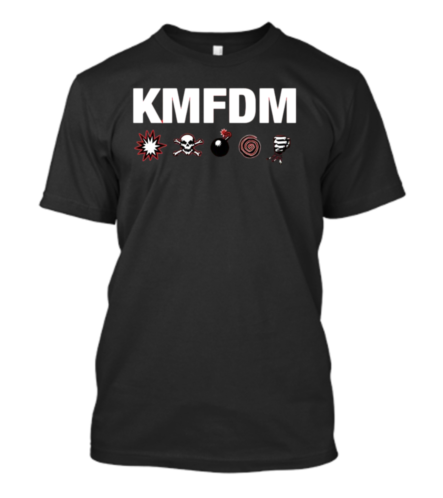 KMFDM Symbols Skull Bomb Spiral Tornado Icons T-Shirt