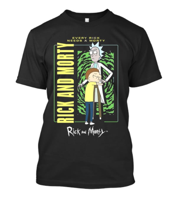 Every Rick Needs A Morty Rick And Morty Portal Green Background Duo T-Shirt
