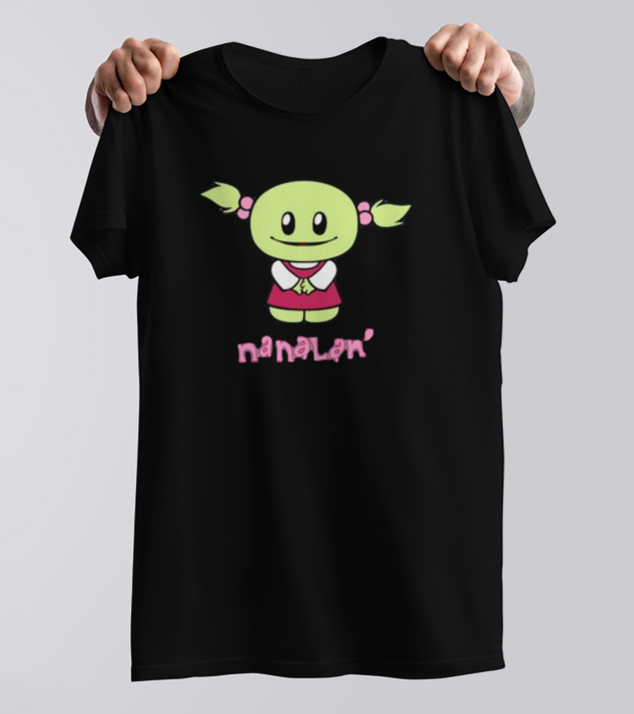 Retrokid YTV Nanalan Mona Cute Green Character With Pigtails And Pink T-Shirt